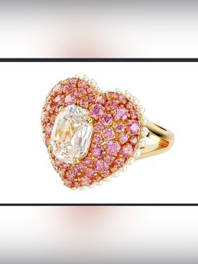 Swarovski Pink and Gold Heart Ring